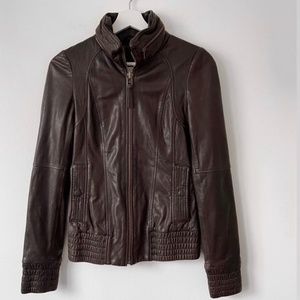 Chocolate brown Mackage x Aritzia leather jacket